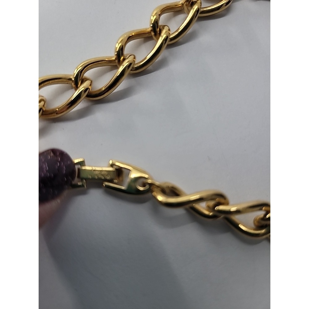Vintage Napier Gold Tone Red Enamel Chunky Link Statement Necklace Jewelry - Picture 14 of 15